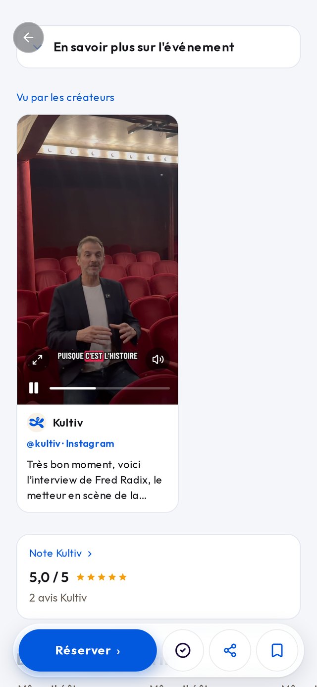 La vidéo sur la fiche du spectacle dans Kultiv