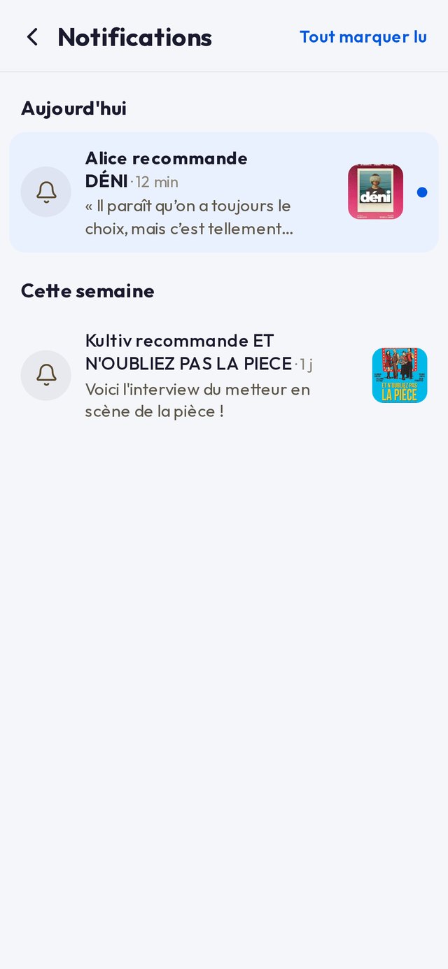 Les notifications d'un abonné