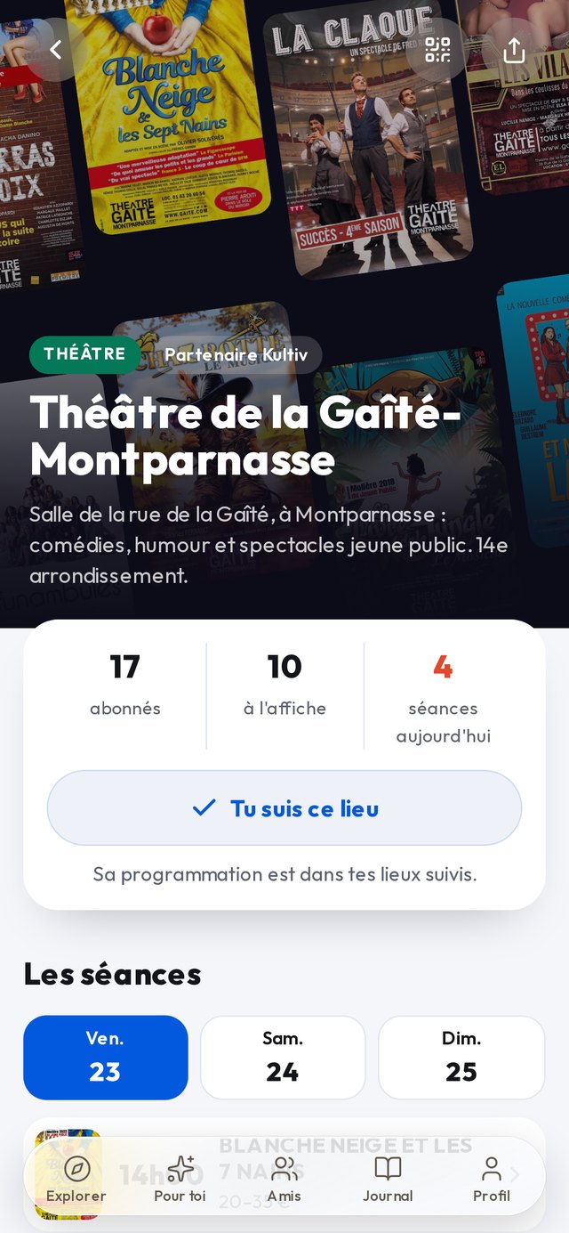 La page d'un théâtre dans Kultiv