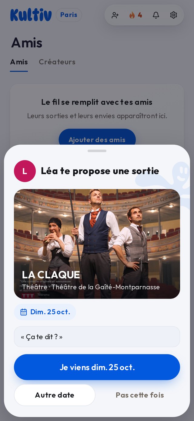 L'invitation reçue par l'ami dans Kultiv